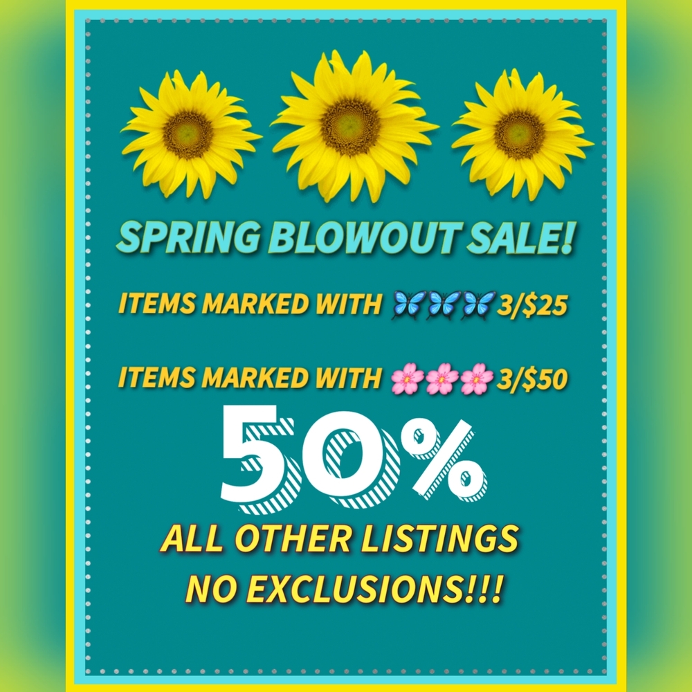 ⭐️⭐️⭐️SPRING BLOWOUT SALE!!!! EVERY LISTING ON SALE!!!⭐️⭐️⭐️
